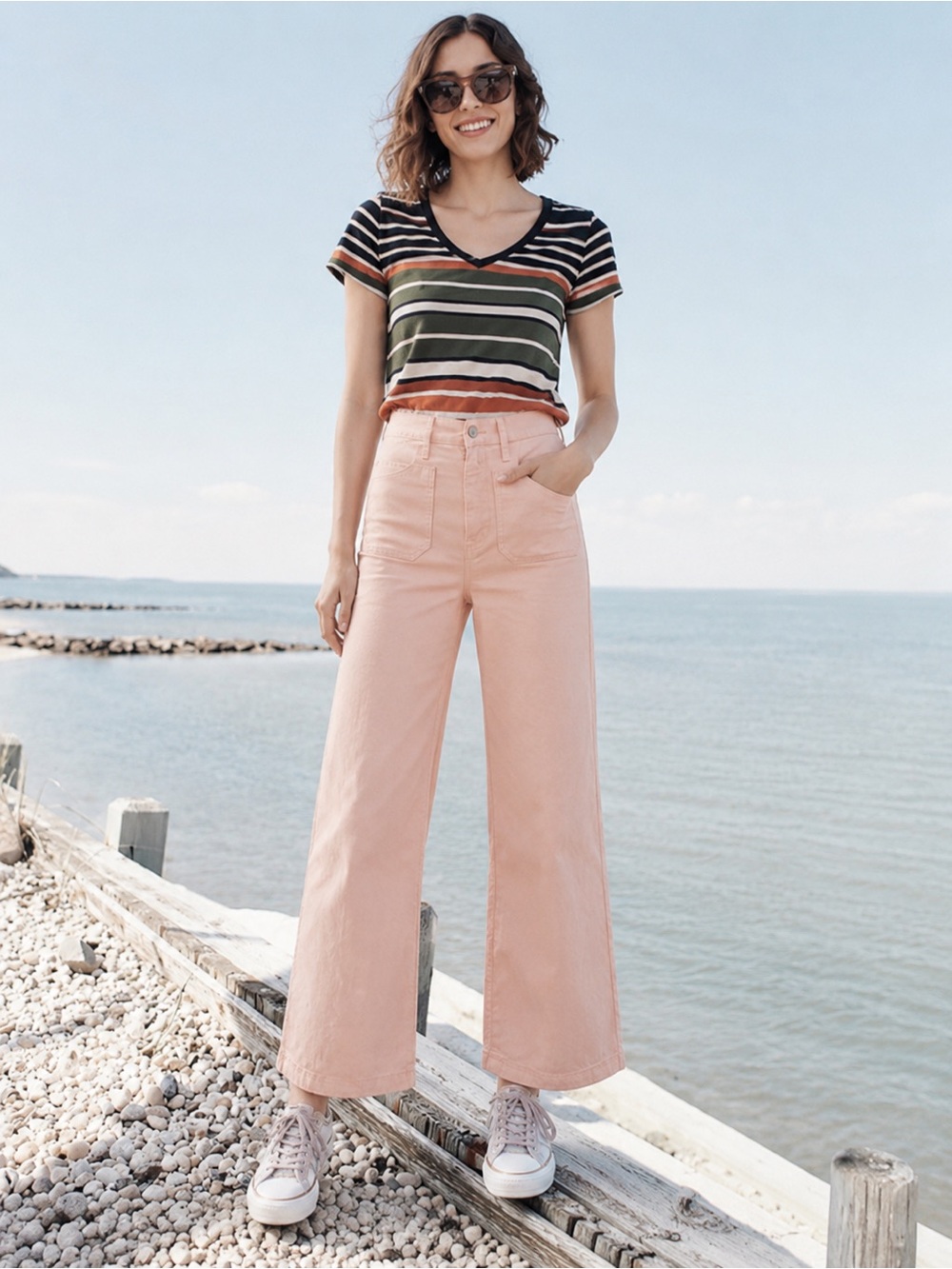 J.Crew Blush Pink Wide-Leg Jeans | High Rise Stretch Denim Pants | Size 27